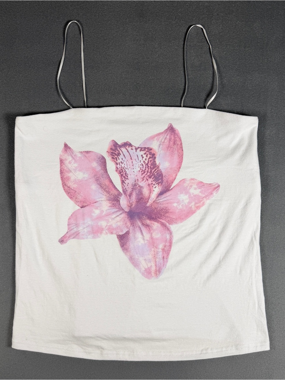White Floral Print Spaghetti Strap Tank Top - Pink Bloom